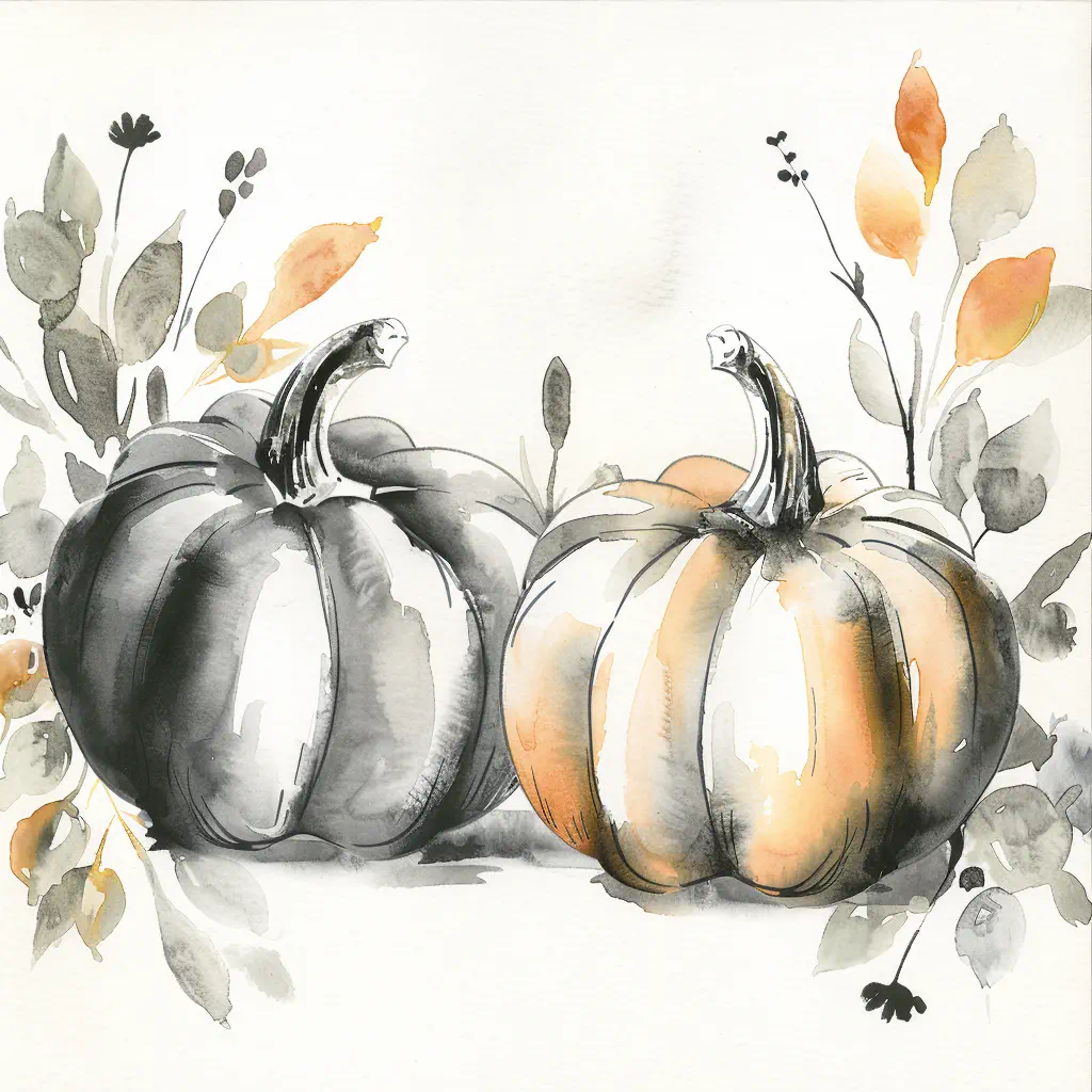 2 Hand Drawn Pumpkins